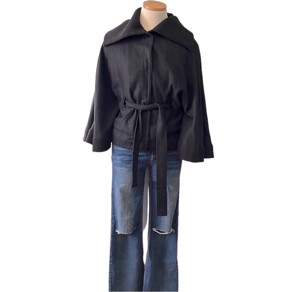 Free People 'Olmstead' Wool Belted Cape Coat, Black, Small - Picture 5 of 16